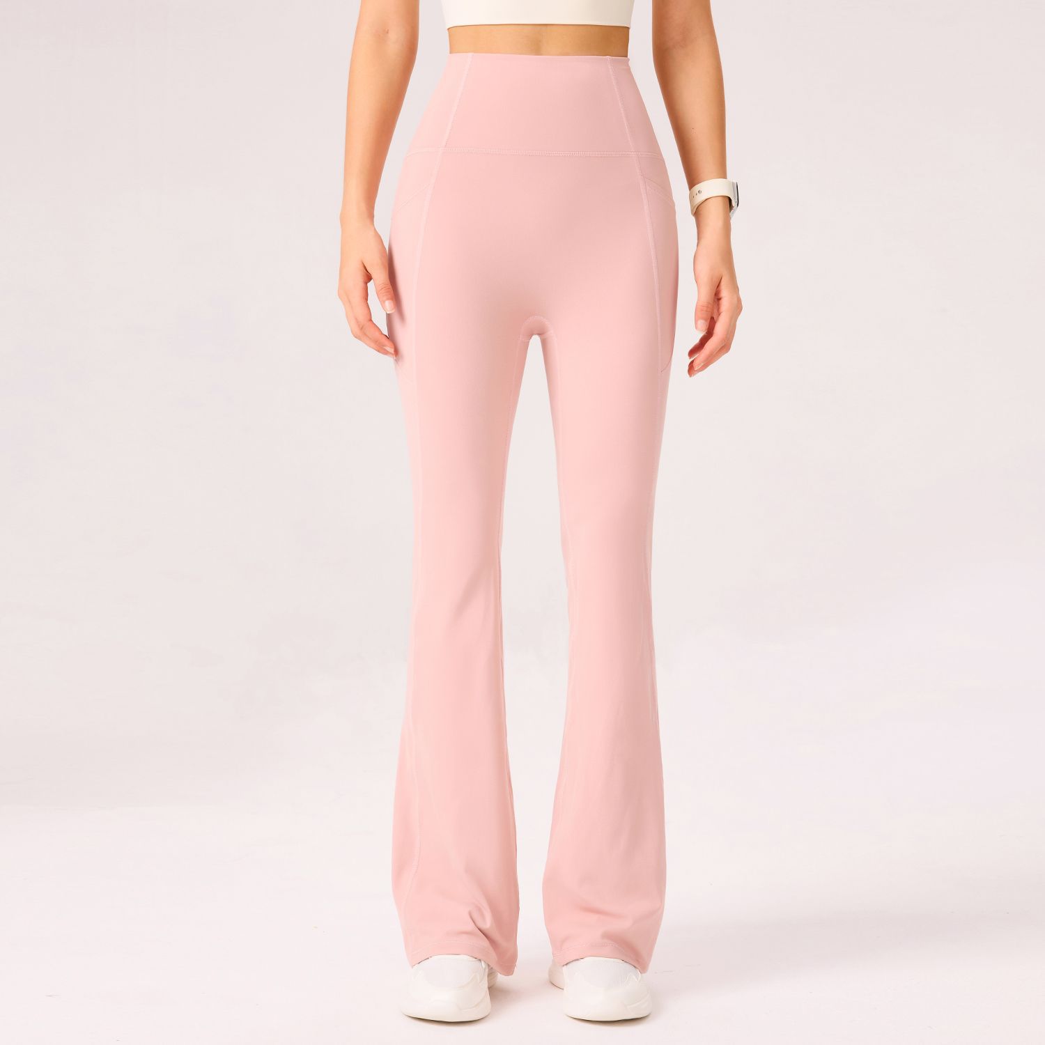 Pantalones de yoga desnudos para mujeres Nylon 66 Leica micro ajustado cintura alta elevación de cadera ropa deportiva elástica con etiqueta de suspensión