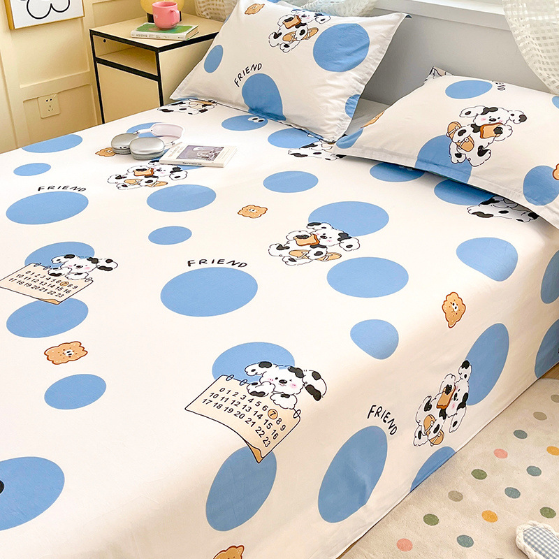 Sábana de algodón grueso de dibujos animados pieza individual 100 algodón dormitorio de estudiantes cama individual de verano pieza de tres piezas doble 1.5