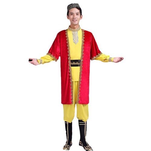 Xinjiang Dance Costume Adult Male Uyghur Xinjiang Vest Set Square Dance Ethnic Minority Performance Costume for Men