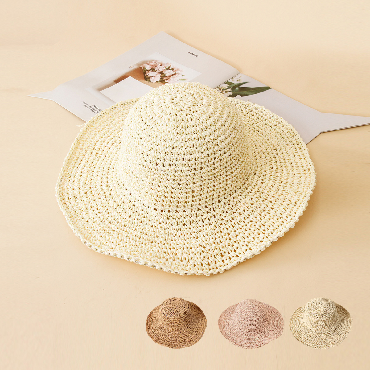 Women's Simple Style Solid Color Straw Hat display picture 1