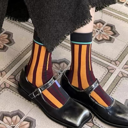 Tide brand European goods new product hello colorful patchwork personalized AB socks dance dance internet celebrity sport fabric tag crew socks cotton socks