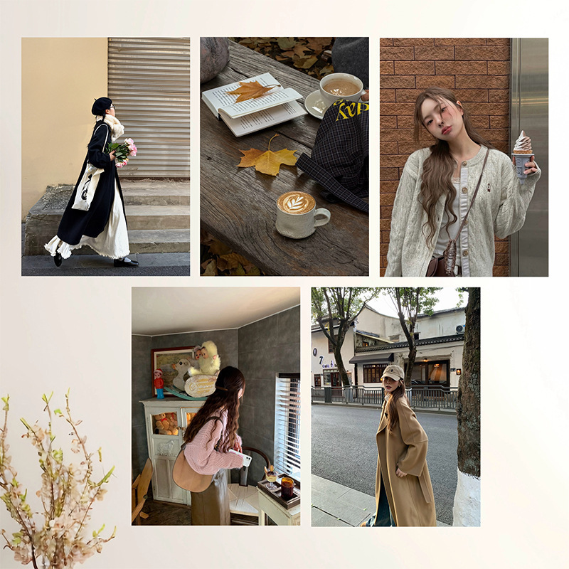 Ins-style Korean fashion store autumn and winter outfit posters, women's clothing store photo atmosphere decoration wall stickers Ins-style Korean fashion store autumn and winter outfit posters, women's clothing store photo atmosphere decoration wall stickers