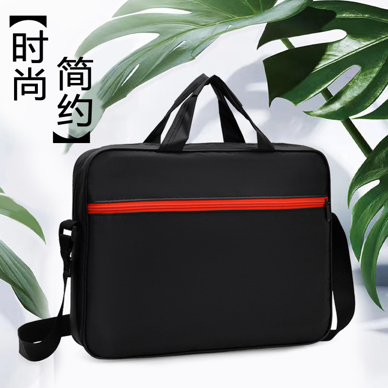Black Oxford Cloth Laptop Bag 15.6inch Single Shoulder Crossbody Business Briefcase Simple Men's Notebook Bag