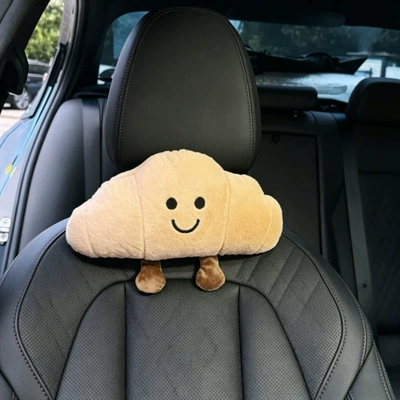 Fun and Cute Croissant Car Headrest Pillow Plush Car Doll Doll Creative Cartoon Headrest Pillow (Headrest) - croissant-one-headrest