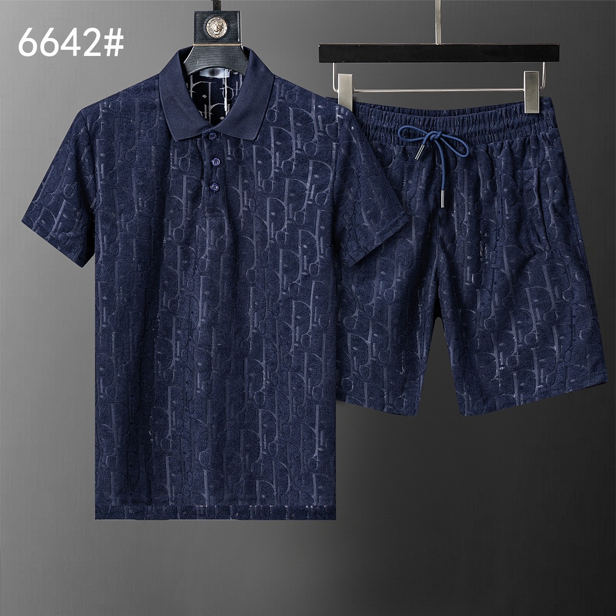 Cross-border versión correcta polo manga corta set de collar de verano clásico toalla de hombre bordado casual Europa y América explosión