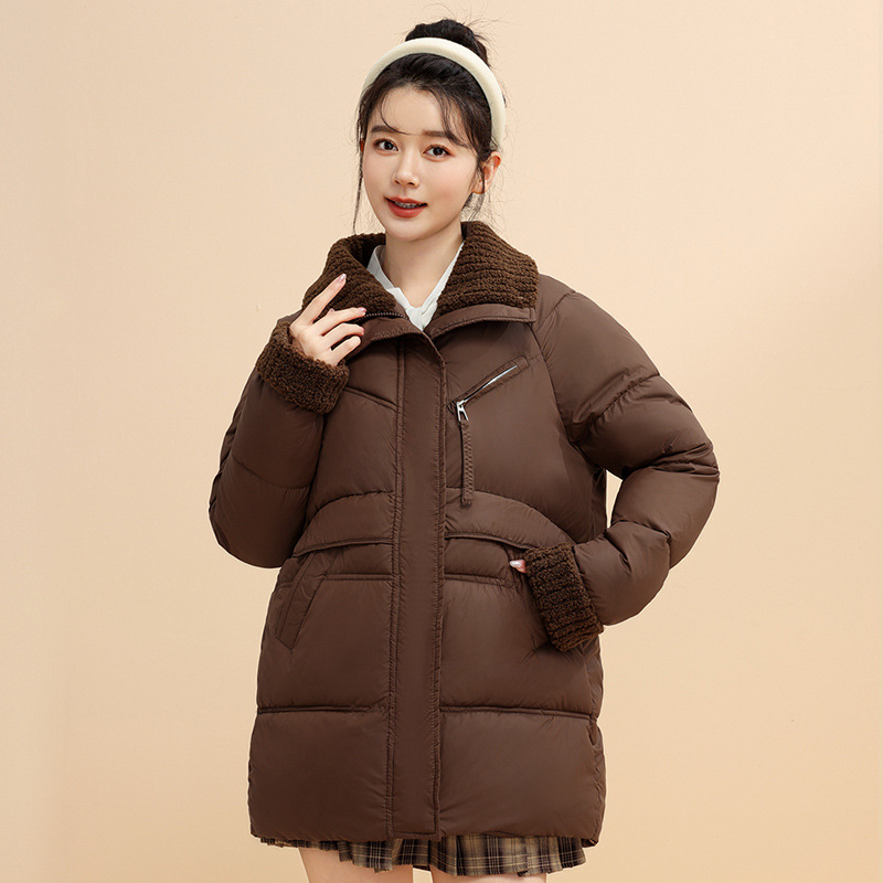 Europa y América ropa de algodón mujer 2025 invierno nuevo estilo de ropa de algodón coreana con capuchón grueso medio largo abrigo de pan suelto al por mayor image 9