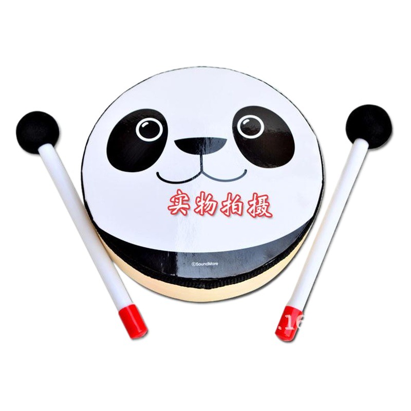 Orff instrumento de percusión oso tambor de mano tambor de Kindergarten niños interactivo material didáctico tambor de dibujos animados al por mayor tambor de mano