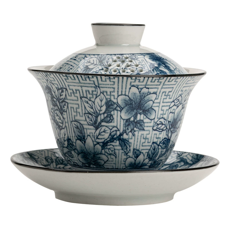 Blue and white retro classic ceramic big tea cup for home use