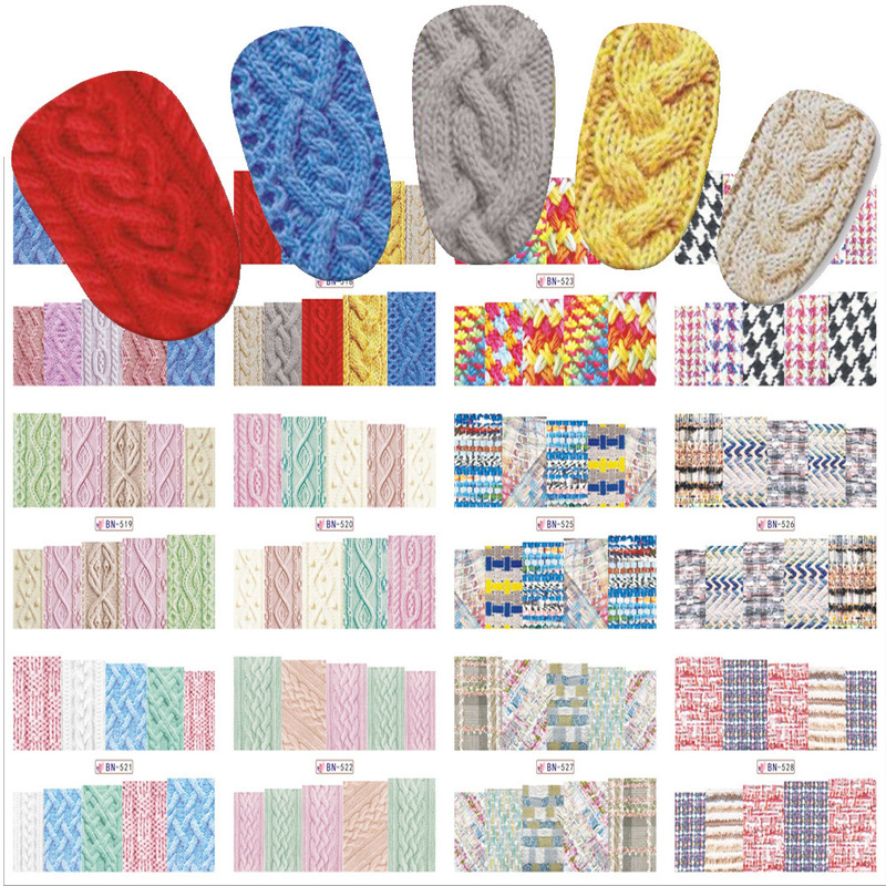 Nail Art winter New Design 12 sweater material watermark sticker DIY nail jewelry BN series Nail Art winter New Design 12 sweater material watermark sticker DIY nail jewelry BN series