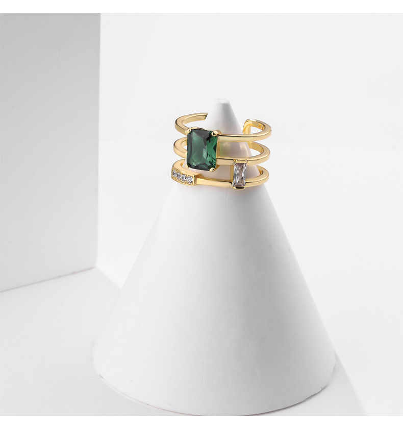 fashion s925 sterling silver inlaid color zirconium hollow open ring female