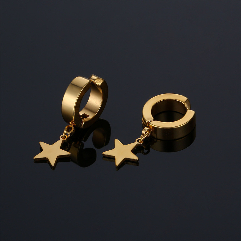 1 Piece Simple Style Pentagram Stainless Steel Plating Drop Earrings display picture 3
