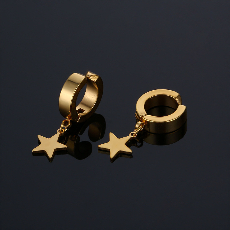 Daily Occasion Stainless Steel Material 1 Piece Simple Style Pentagram Stainless Steel Plating Drop Earrings