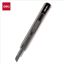 得力2036ES美工刀金属灰美工刀办公用小号金属刀多功能申缩栽纸刀