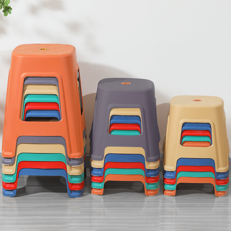 Taburete de plástico grueso taburete de mesa de comedor casero taburete cuadrado simple taburete económico taburete alto anti-deslizante silla para adultos taburete bajo