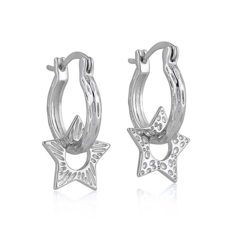 Copper Material Star Pattern Women'S Gender 1 Pair Retro Star Copper Irregular Plating Earrings