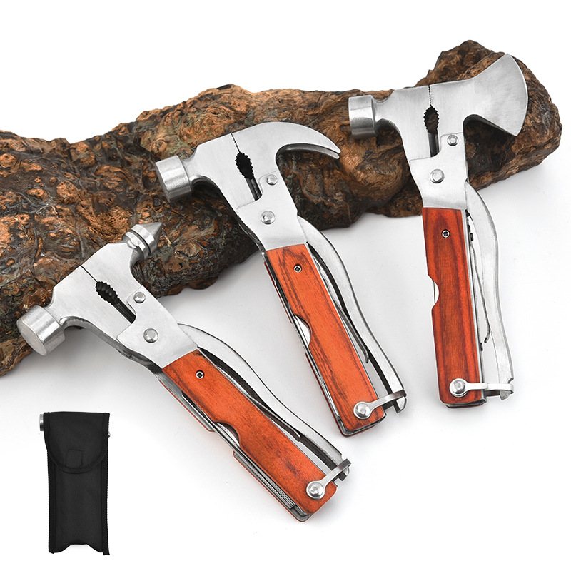 多功能汽车逃生器车载救生破窗锤彩木柄不锈钢安全锤斧头锤羊角锤