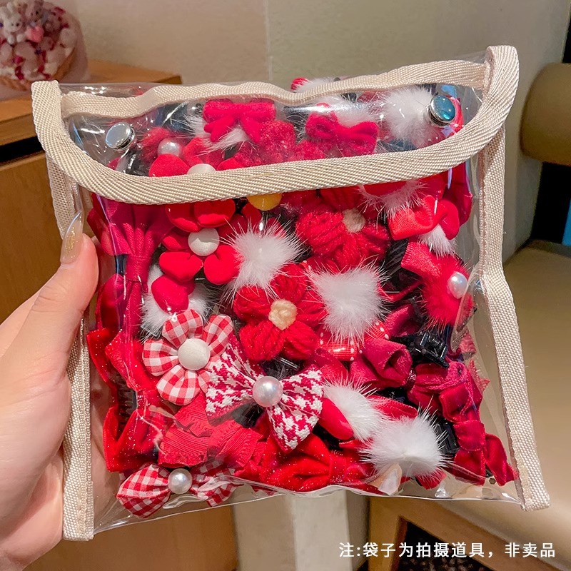 Accesorios para el cabello de Año Nuevo para niños clip de cabello princesa cabeza niña arco horquilla Año Nuevo de niña horquilla tocado rojo