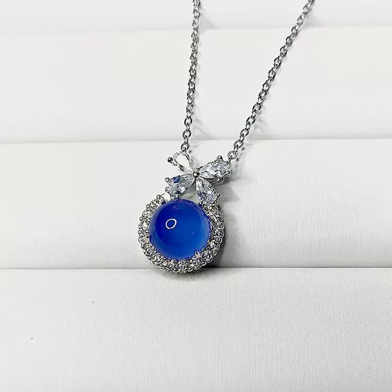 Stone inlay, pendant for princess, silver agate silver washing, wholesale