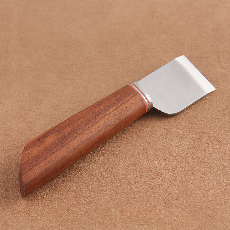 青玄裁皮刀  右手刀 手作打造 自制DIY皮艺皮革刀 红酸枝柄 36mm