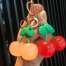 秋冬新款树脂防真水果立体大樱桃钥匙扣汽车包包挂件钥挂匙链批发