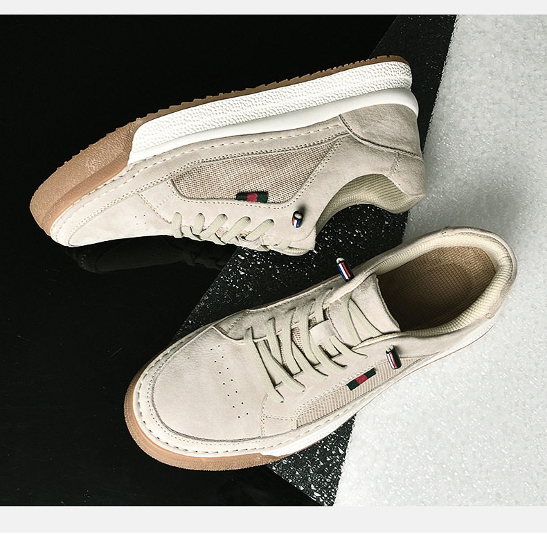 Giày sneaker nam da thật lộn nhung đế dày cổ thấp dáng thể thao — Màu vàng 2633, Màu xám 2633 chi tiết 16
