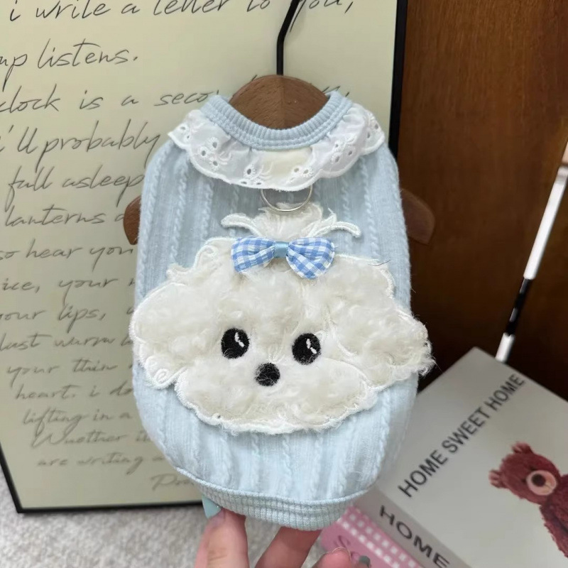 Otoño y invierno ropa de perro nuevo algodón molido lindo chaleco de cachorro tira de tracción felina Teddy ropa de perro pequeño