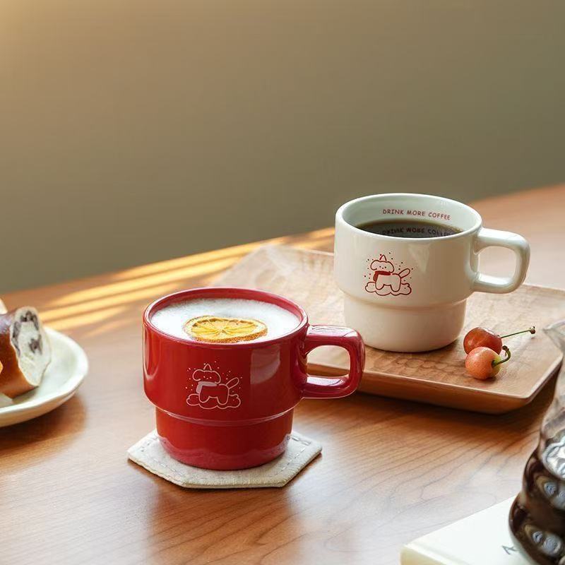 ins马克杯风高情侣颜值水杯牛奶可爱陶瓷咖啡杯小狗杯子叠叠卡通|undefined