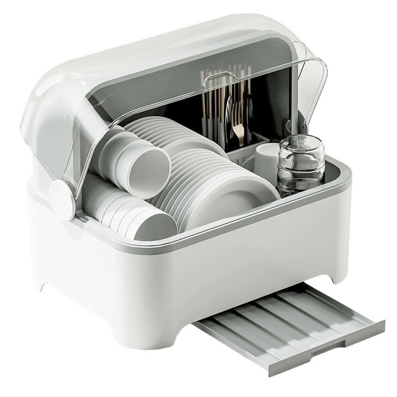 Portacuenco de drenaje con cubierta para almacenar platos de arroz y platos armario doméstico portátil caja de almacenamiento de cocina sin dispositivo de seguridad