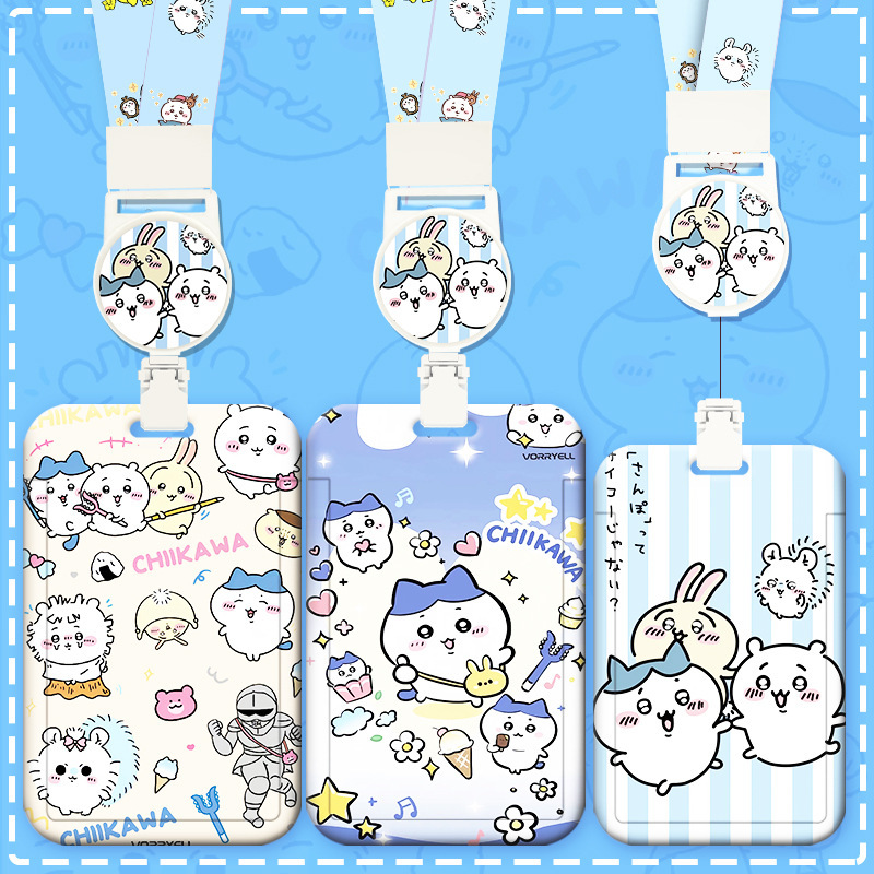 Cute ins Style Cartoon Bus Card Set with Neck Hanging Rope Student Meal Card Keychain Giuka Wow