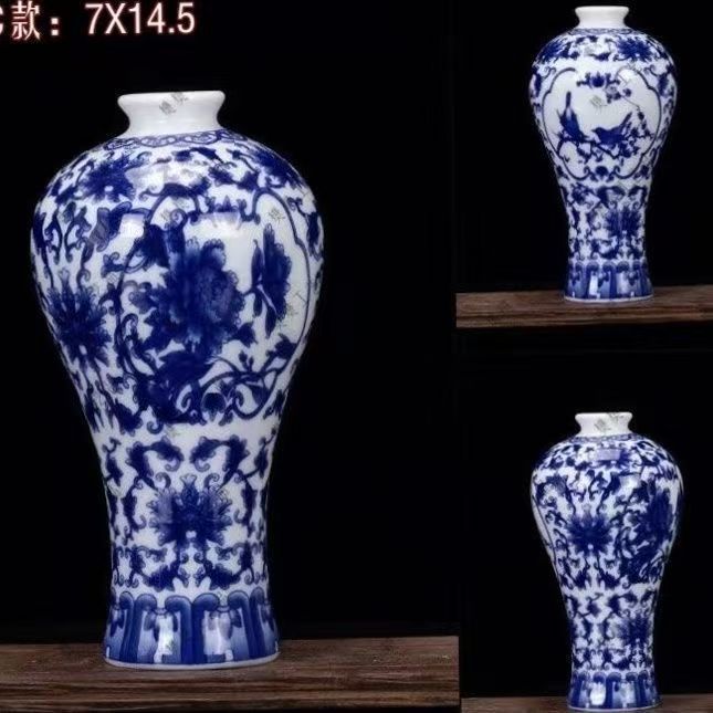 Vaso de escritorio de cerámica de porcelana pequeña boca mini hidroponía de flores retrógradas botellas de flores de porcelana
