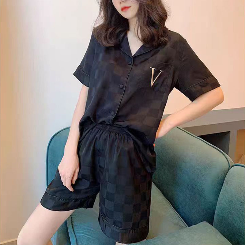 新しいパジャマの女性の夏の氷の薄い半袖ins風の高級感は女性の部屋の服のスーツを着ることができます。|undefined
