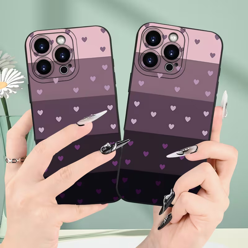 渐变拼接爱心适用苹果17promax手机壳iPhone16新款15/14/13女款12