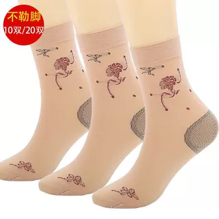 中老年袜子妈妈松口锦纶女薄款丝袜夏尼龙中老年女士松口短丝袜