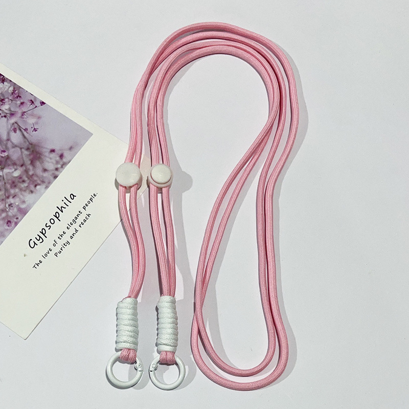 조절 가능한 긴 로프 핑크색 흰색 매듭