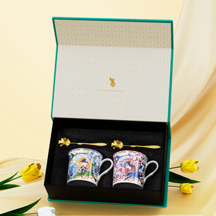 J8 Couple Pair Cup Birthday Gift Bone China Coffee Cup Set Brand Office Tea Cup Bnb Rabbit Gift Box Unng3