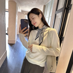 DIGM | 2025秋季极简百搭通勤配丝巾宽松羊毛针织衫毛衣女A0M001