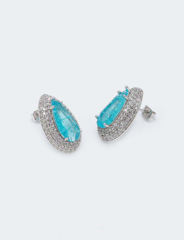 Copper Material Women'S Gender Wholesale Earrings Drip Rainbow Gradient Color Gold-plated Zircon Earrings