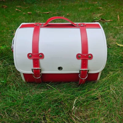 Bag Retro Scooter Trunk Electric: Motorcycle trunk - a7-large-matching-base-plate-white-and-red-1-piece