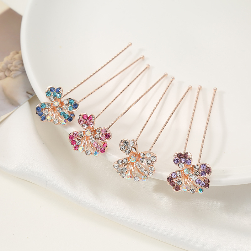 Kids' Alloy Rhinestone-Inlaid Hair Comb, Korean-Style New Arrival Hair Accessories: 5-Tooth Combs & All-Match Updo Clips for Ponytails