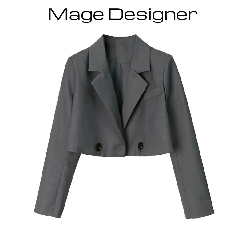 Осенний дизайн короткого классического костюма-жакета для отдыха, slim fit, тренд сезона, высокая талия