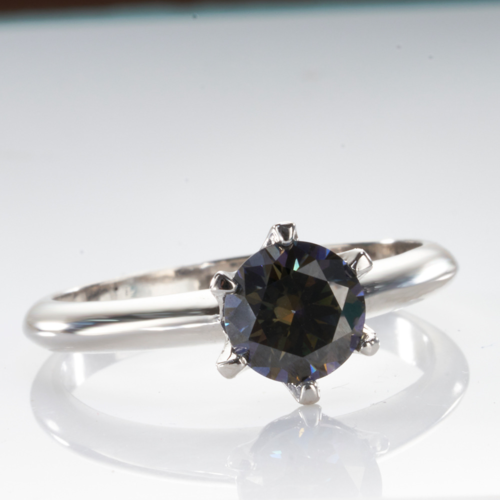 123 quilates púrpura turquesa anillo de moissanita lote de anillo de diamante de color D color sobre la prueba de penetración transfronteriza