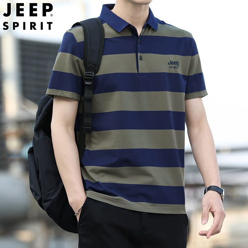 JEEP SPIRIT summer new short lapel T-shirt short sleeve men's lapel T-shirt POLO shirt young and middle-aged T-shirt