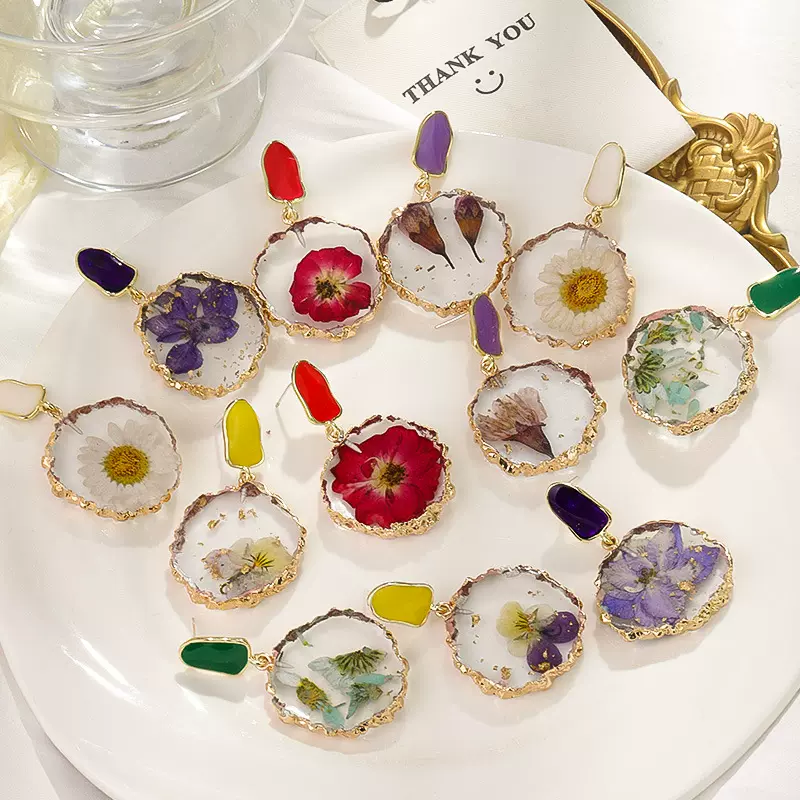 复古褶皱纹理树叶合金耳坠合金时尚高级感星空克莱因蓝耳环耳饰