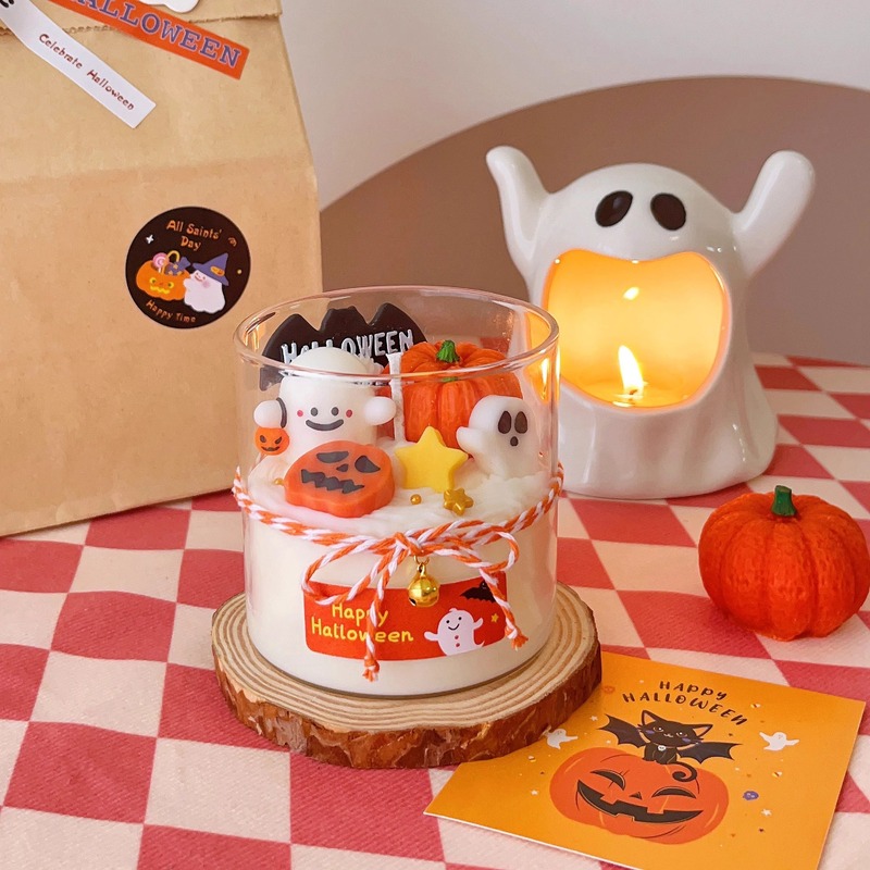 ハロウィン キャンドル 雰囲気 カボチャ ゴースト アロマキャンドル 高見え かわいい アロマテラピー お土産 クロスボーダー ギフト|undefined