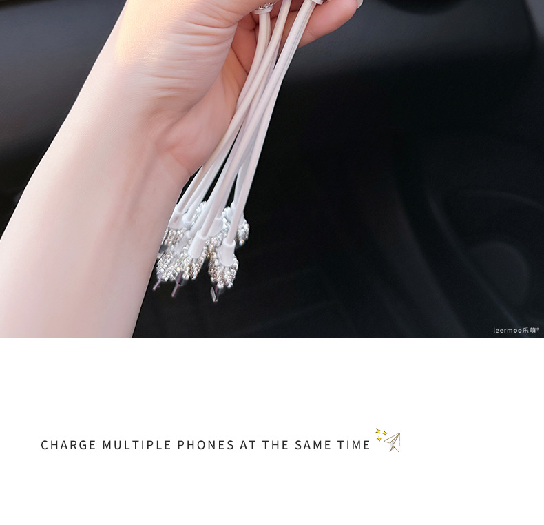 Car Charger Fast Charging Cigarette Lighter Light Luxury Car One to Three Multi-Function Telescopic Three-In-One Mobile Phone Data Cable