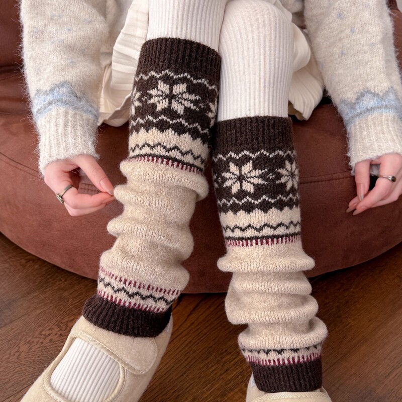 Knitted Fair Isle Wool Sock Leg Warmers for Women, Autumn/Winter 2025 New Vintage Versatile Thickened Snow Boot Leg Warmers