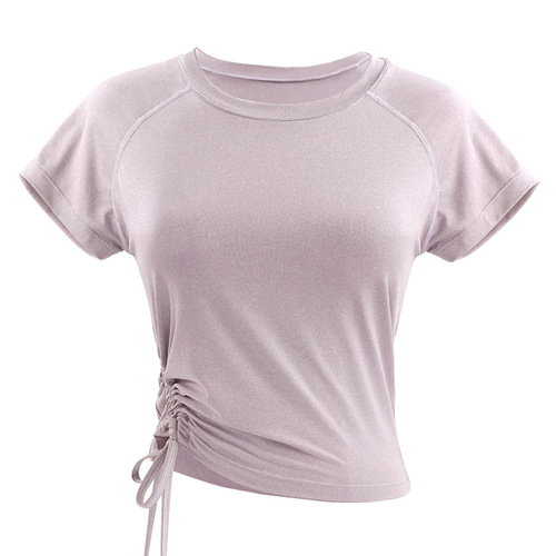 Summer dance wear for women adult short-sleeved round neck drawstring Latin dance wear ballet modern dance top teacher art test