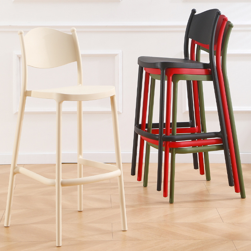 Sillas de bar al aire libre Nordic red silla de bar de plástico grueso taburetes de bar simple taburetes altos