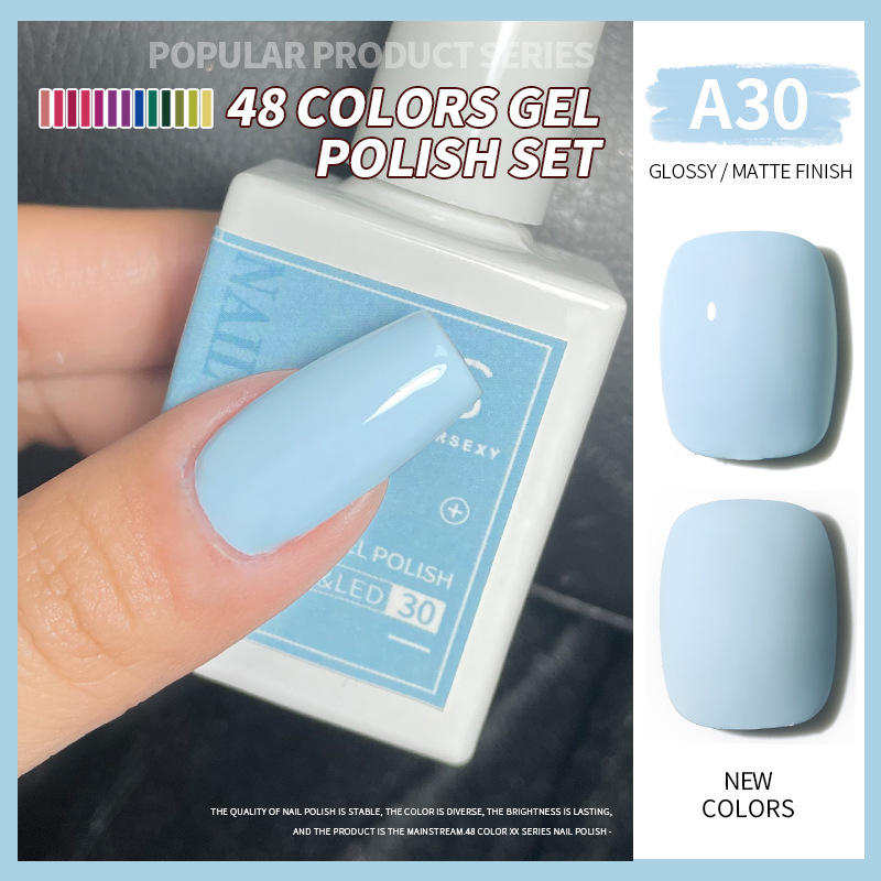 Una botella de pegamento de esmalte de uñas de un color 2022 nuevo verano popular 48-color Pequeño conjunto para el salón de uñas traje completo