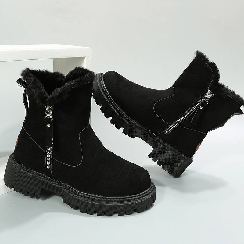 Snowboots dames suède korte winterlaarzen met bontvoering_voghion.com